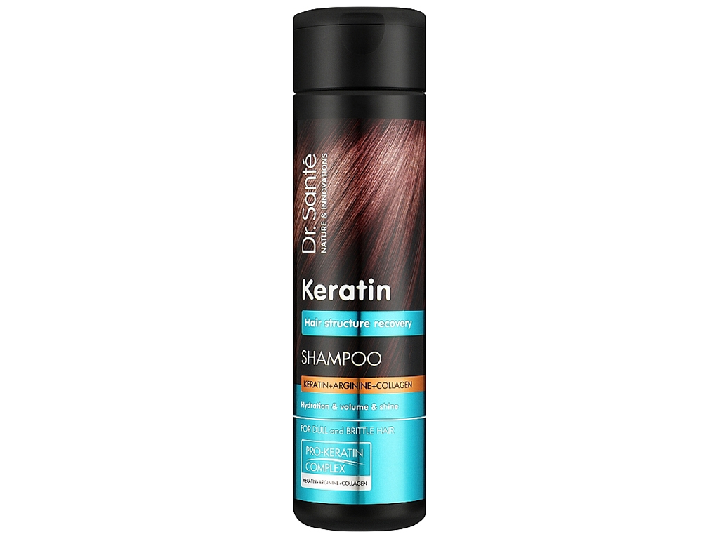 Шампунь для волос Dr. Sante Keratin, с кератином, коллагеном и аргинином, 250мл