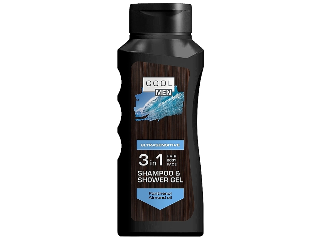 Гель-шампунь Cool Men Ultrasensitive 2 в 1, с D-пантенолом и миндальным маслом, 400мл