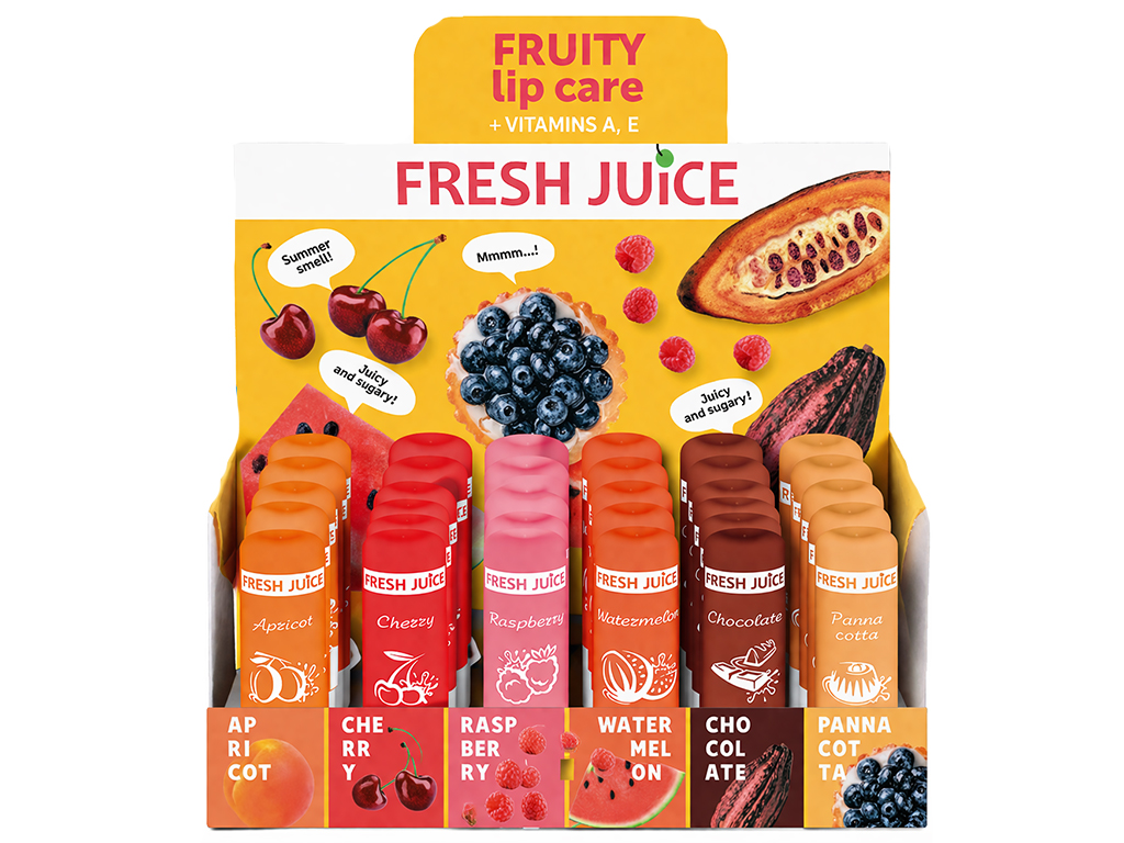 Набір бальзамів для губ Fresh Juice Фруктові, 30шт по 3,6г