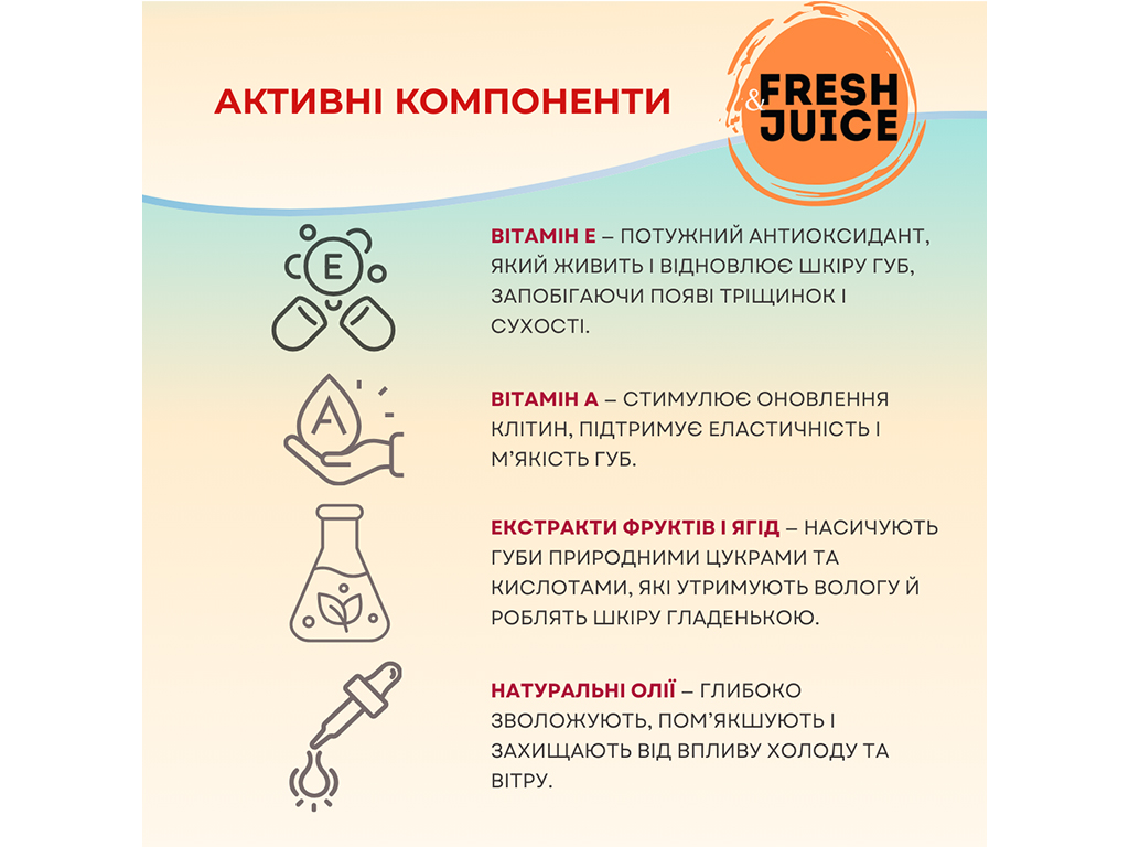 Набір бальзамів для губ Fresh Juice Фруктові, 30шт по 3,6г