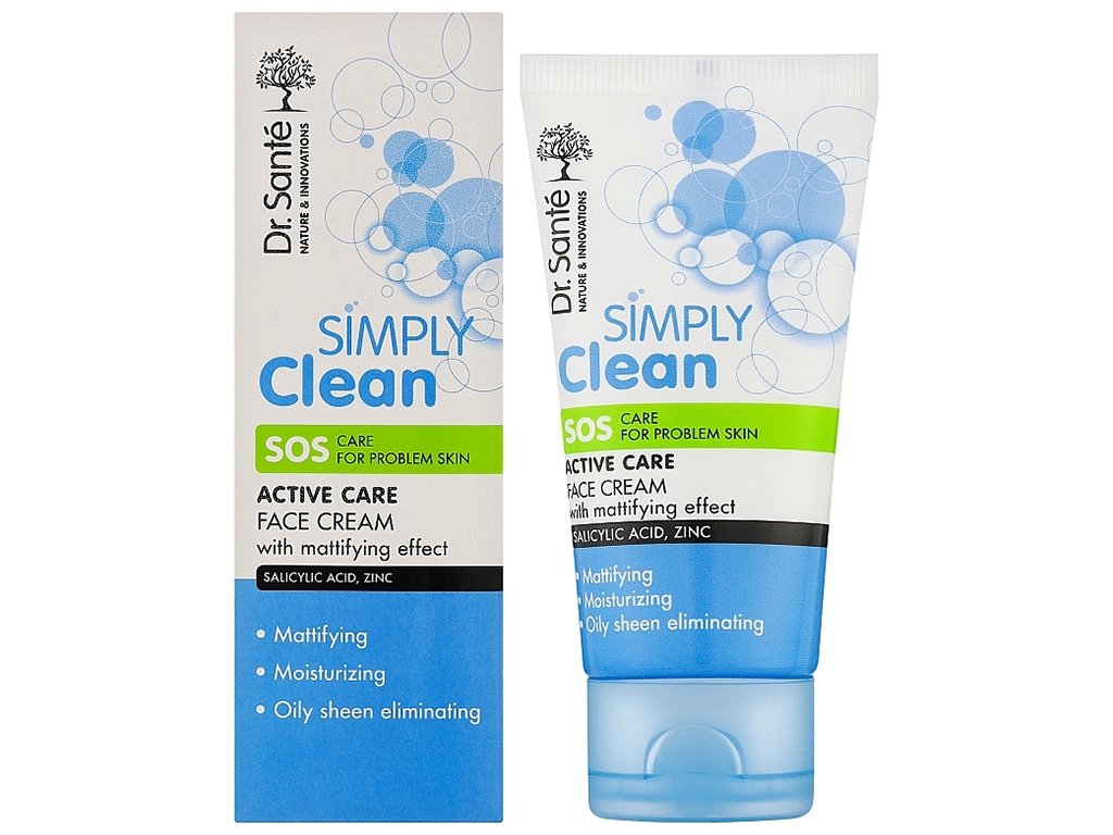 Крем для лица Dr. Sante Simply Clean Активный уход, матирующий, с салициловой кислотой, цинком, 50мл