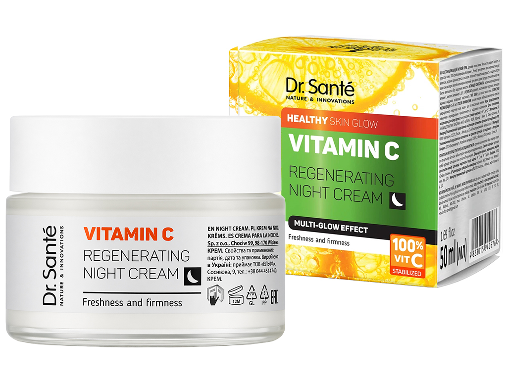 Крем для обличчя Dr.Sante Vitamin C, нічний відновлюючий, з вітаміном C та вітамінами A, B, E, 50мл
