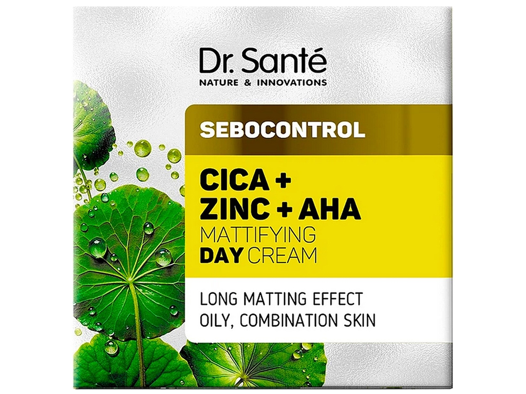 Крем для обличчя Dr. Sante Sebocontrol, денний матуючий, з цинком, центелою та AHA-кислотами, 50мл