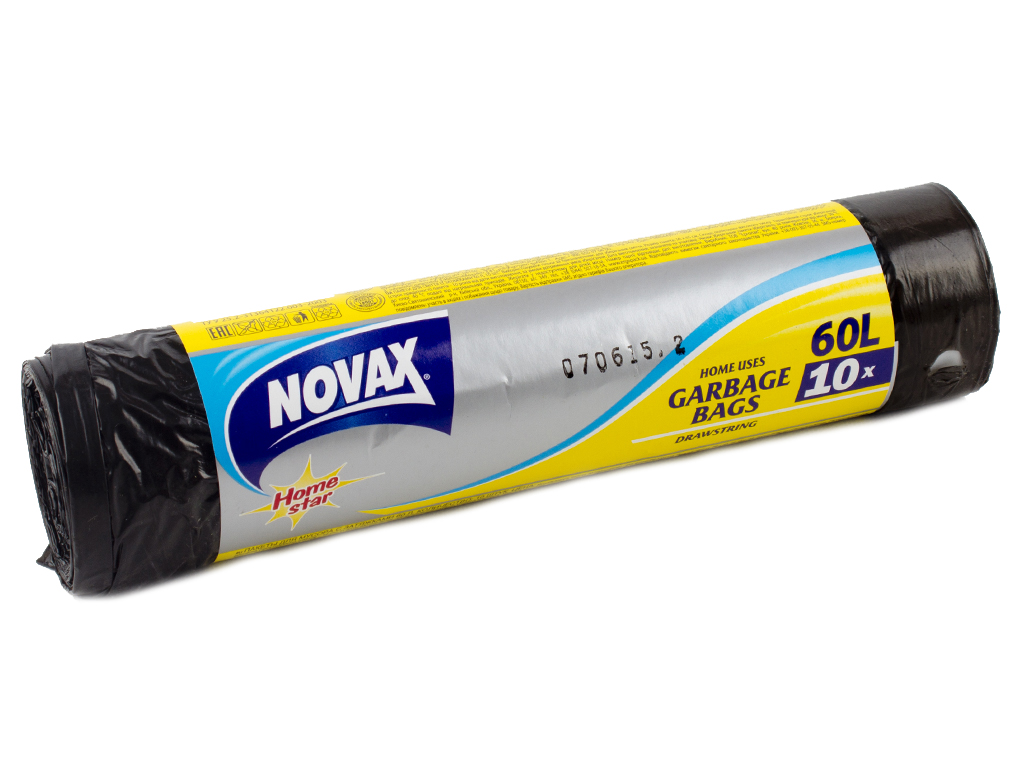 Мусорные пакеты с завязками 60л "Novax" Home Star 10шт