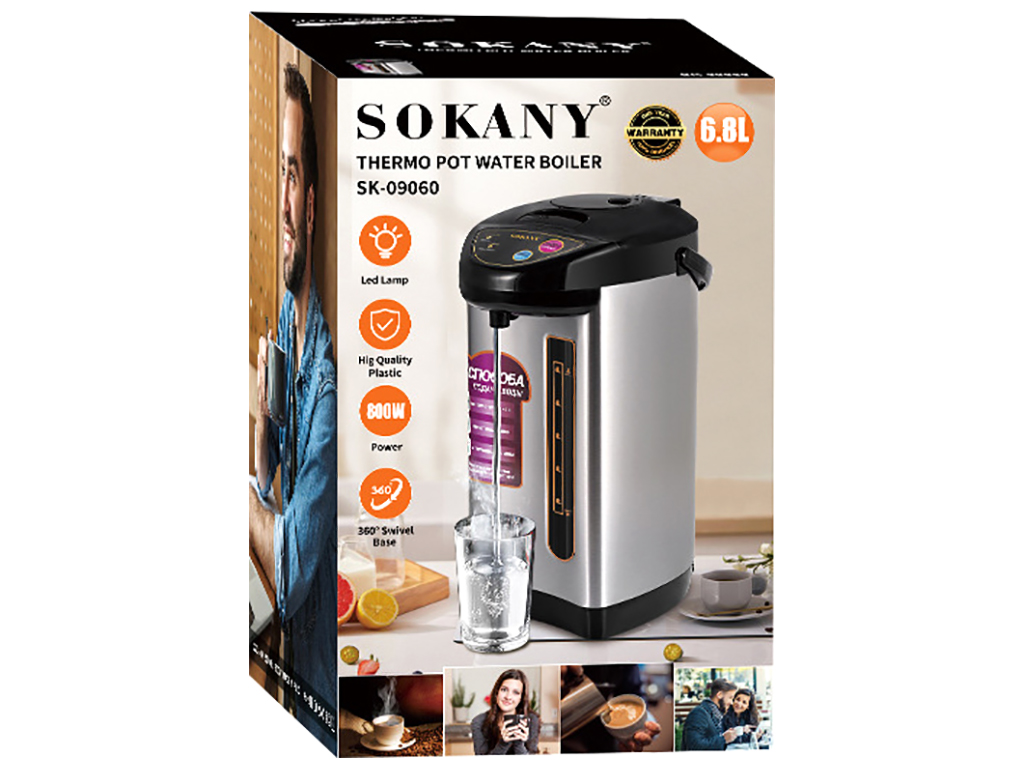 Термопот Sokany, 6,8л, 800Вт