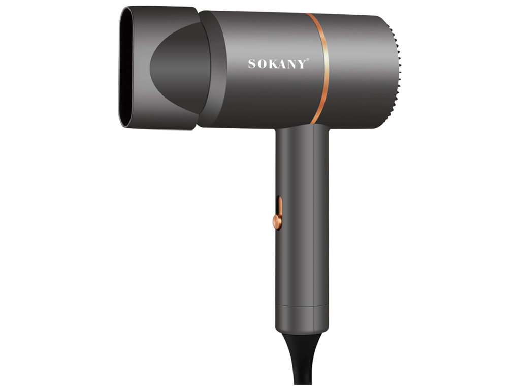 Фен Sokany, 1200Вт, 2 режими температури, концентратор, 1,5м шнур, 20×13×7см, пластик, колір чорний