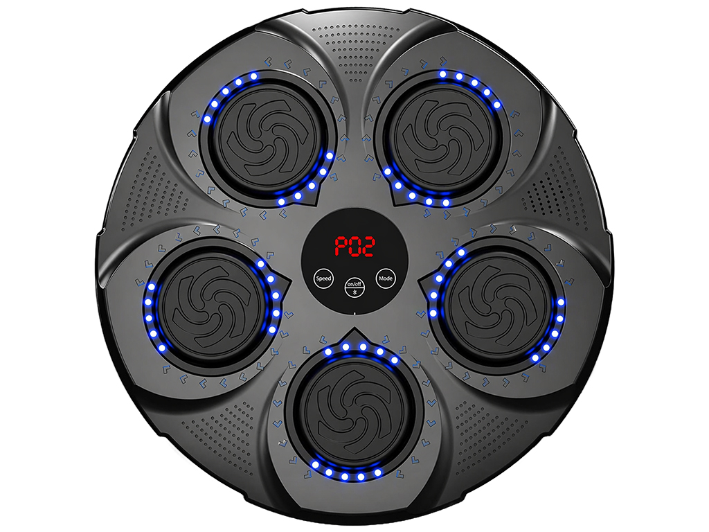 Тренажер боксерський музичний, настінний, ABS пластик, LED підсвічування, Bluetooth, 40см, чорний