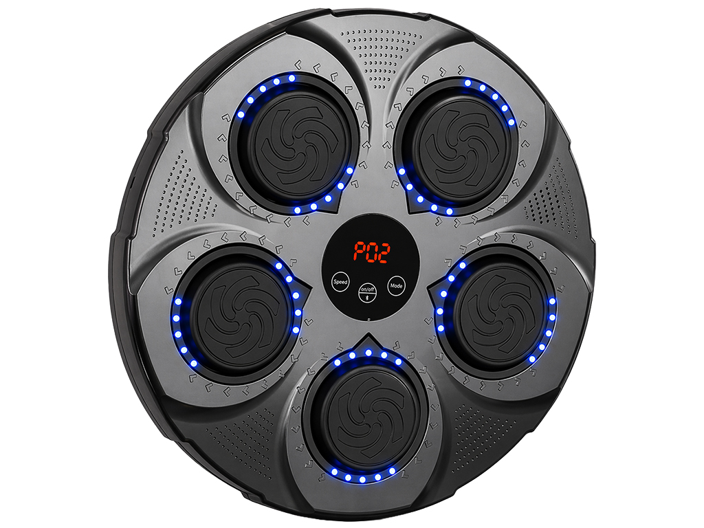 Тренажер боксерський музичний, настінний, ABS пластик, LED підсвічування, Bluetooth, 40см, чорний