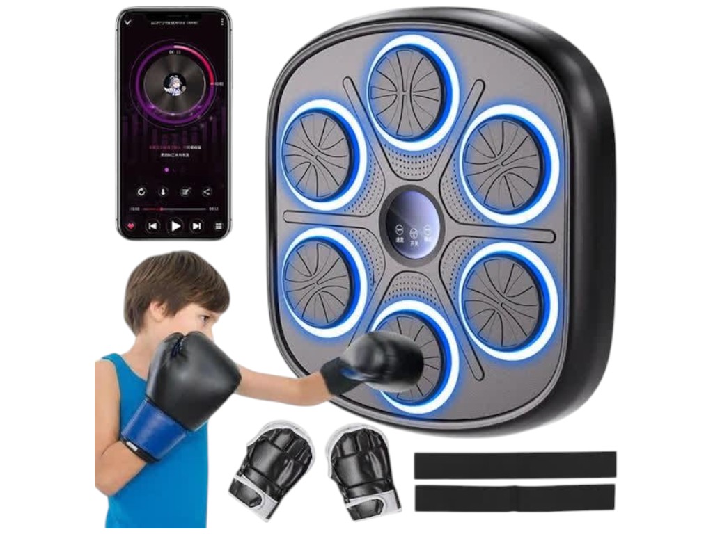 Тренажер боксерський настінний, музичний, з Bluetooth, USB, 9 режимів, пластик ABS+PP, 47×42×7,5см
