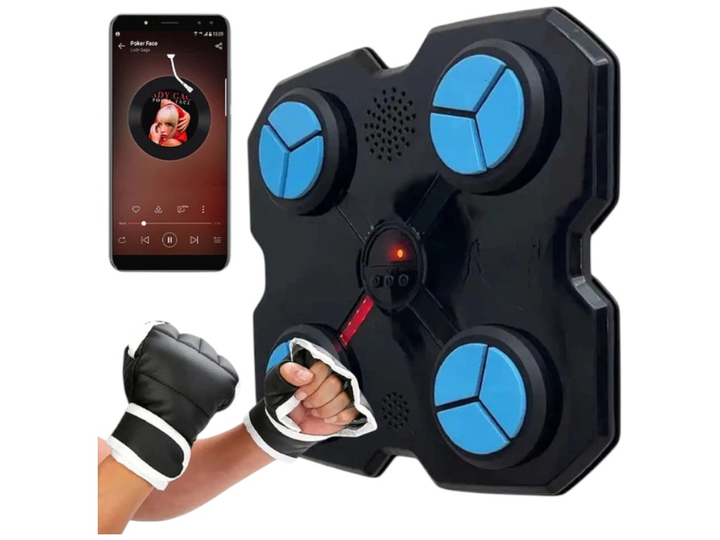 Тренажер боксерский настенный, музыкальный, с перчатками, Bluetooth, USB, пластик, 29,5×27,5×4,5см