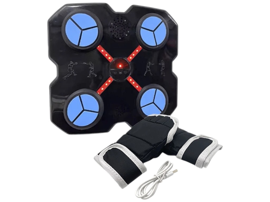Тренажер боксерский настенный, музыкальный, с перчатками, Bluetooth, USB, пластик, 29,5×27,5×4,5см