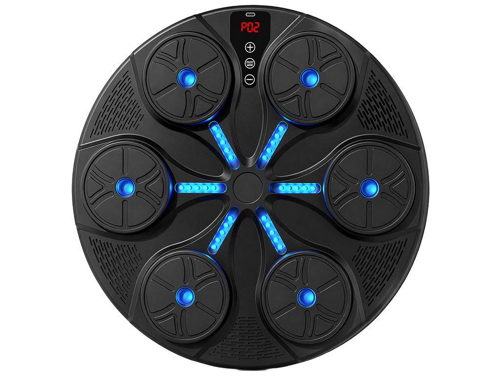 Тренажер боксерський музичний, настінний, ABS пластик, LED підсвічування, Bluetooth, 35см, чорний