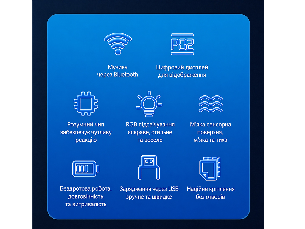 Тренажер боксерський музичний, настінний, ABS пластик, LED підсвічування, Bluetooth, 35см, чорний