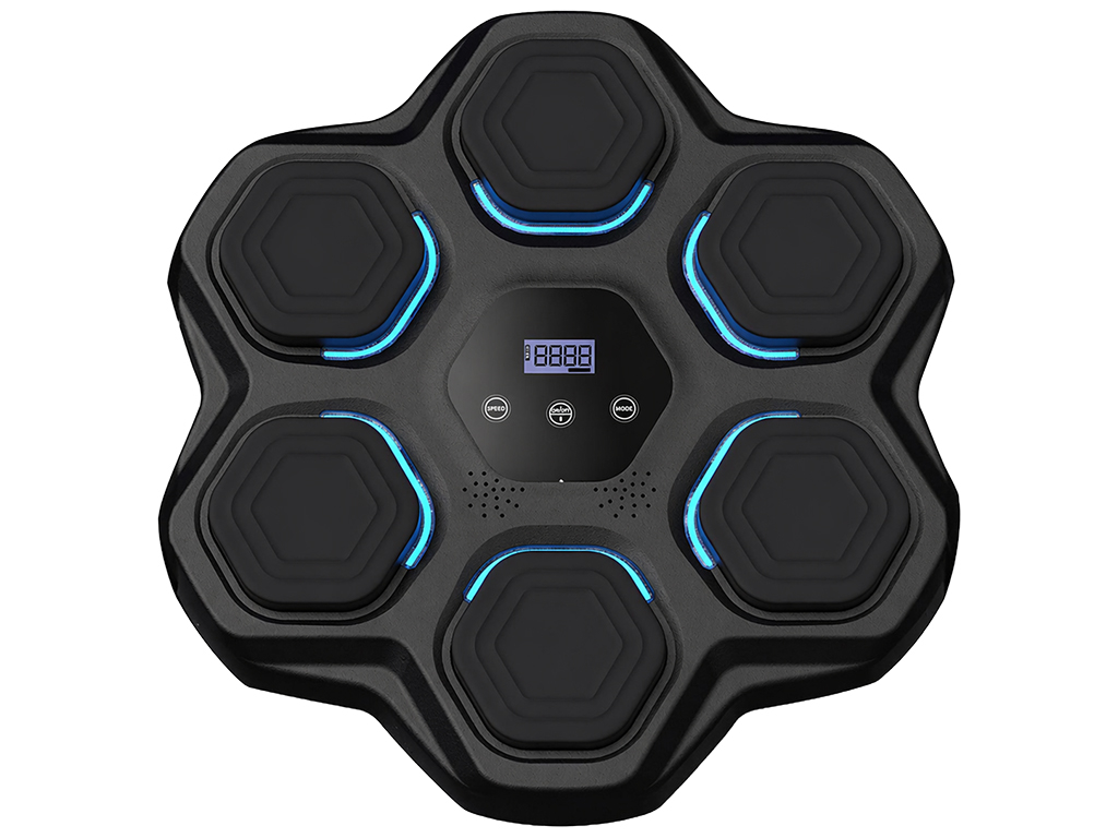Тренажер боксерский музыкальный, настенный, ABS пластик, LED подсветка, Bluetooth, 45см, цвет черный