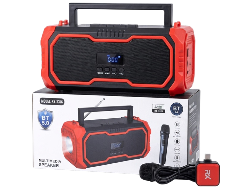 Колонка портативная RX Bluetooth, фонарь, FM радио, USB, аккумулятор