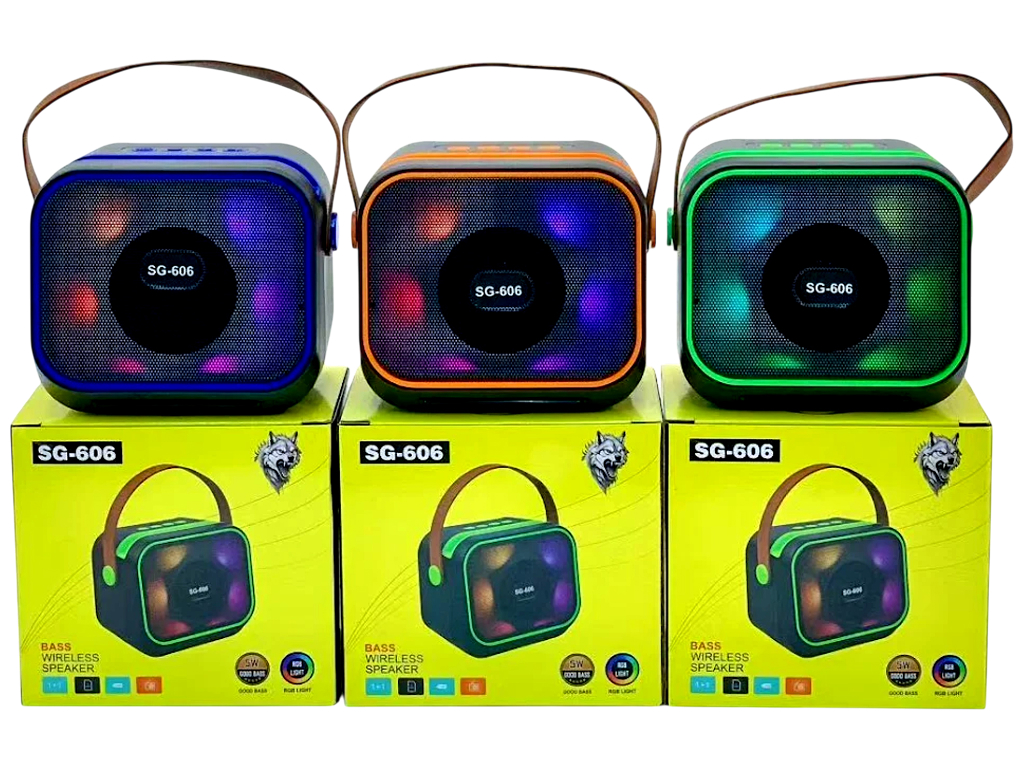 Колонка портативная SG-666 Bluetooth, RGB подсветка, держатель, аккумулятор, 3 вида (цена за 1шт)