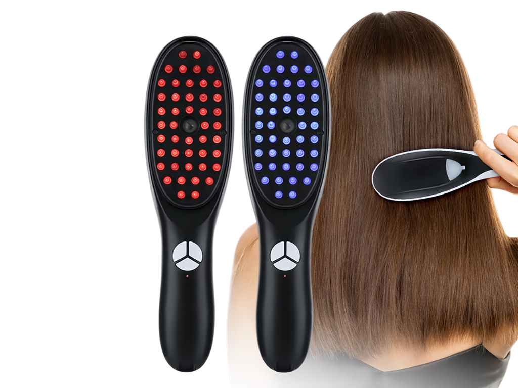 Массажная щетка LED, для кожи головы, красный синий свет, аккумулятор, 2 вида (цена за 1шт)