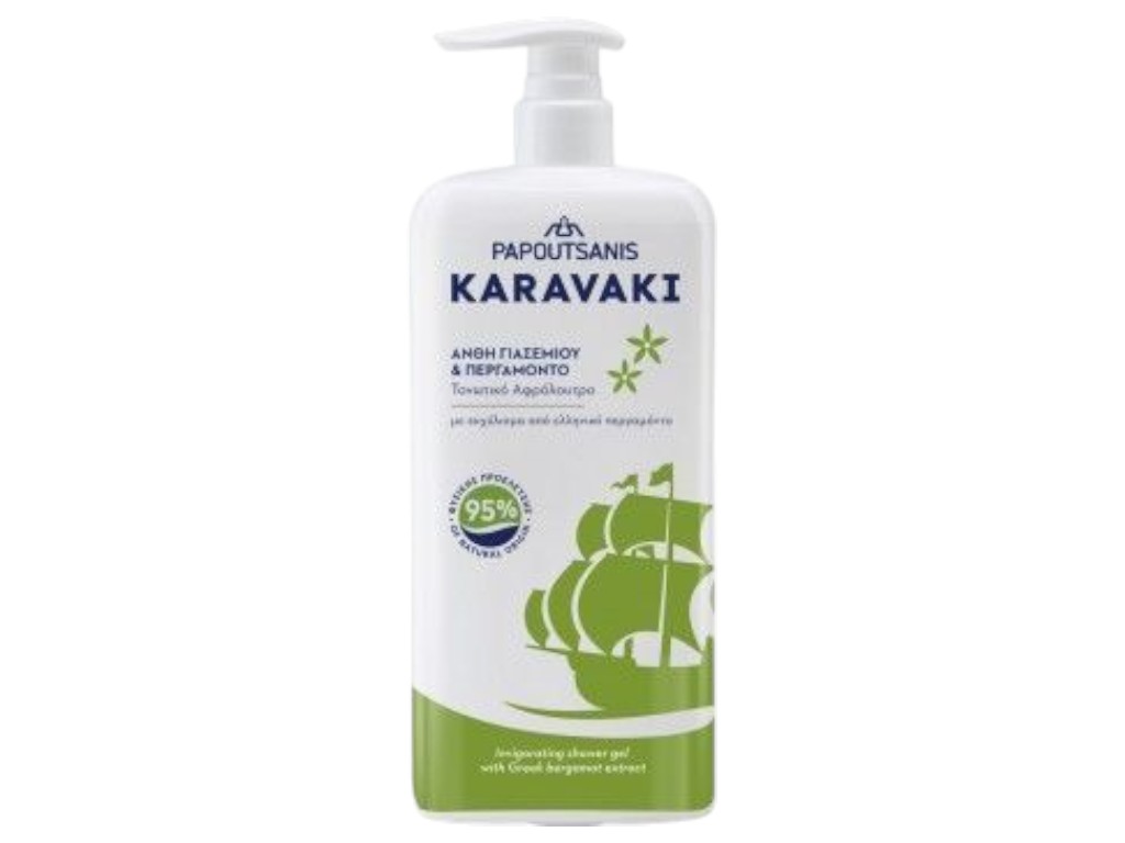 Гель для душу Karavaki жасмин та бергамот, вітамін е, 95% натуральних компонентів, 750 мл
