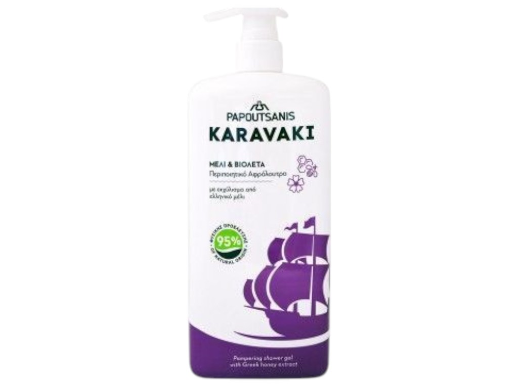 Гель для душу Karavaki мед та фіалка, з морськими водоростями та вітаміном е, 750 мл