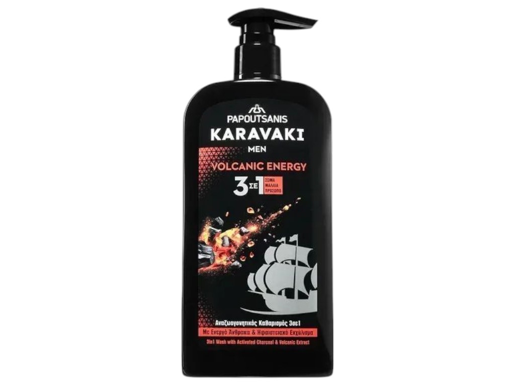 Гель для душу Karavaki men vulcanic energy, вулканічні мінерали, очищення та тонус, 550 мл
