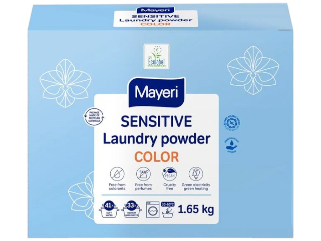 Порошок пральний Mayeri Sensitive Color, для кольорових тканин, 41 цикл, 1,65 кг
