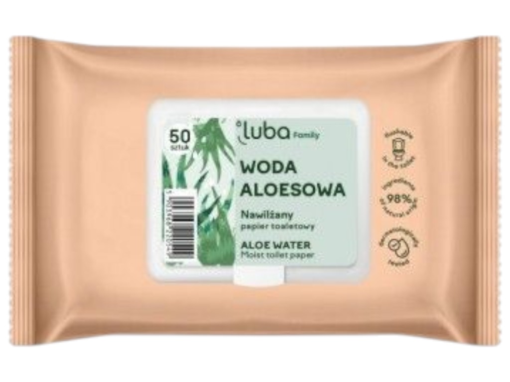 Туалетная бумага Luba ECO Family влажная, с клапаном, с алоэ-водой, 50 штук