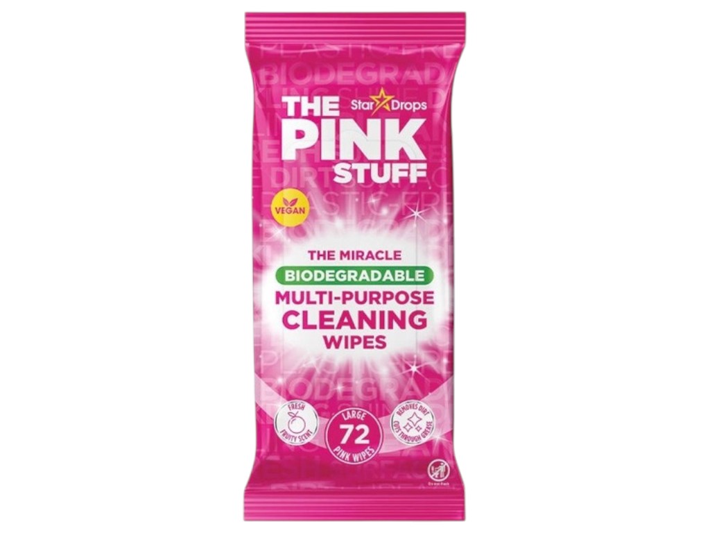 Серветки вологі для прибирання The Pink Stuff, універсальні, біорозкладні, аромат фруктів, 72шт