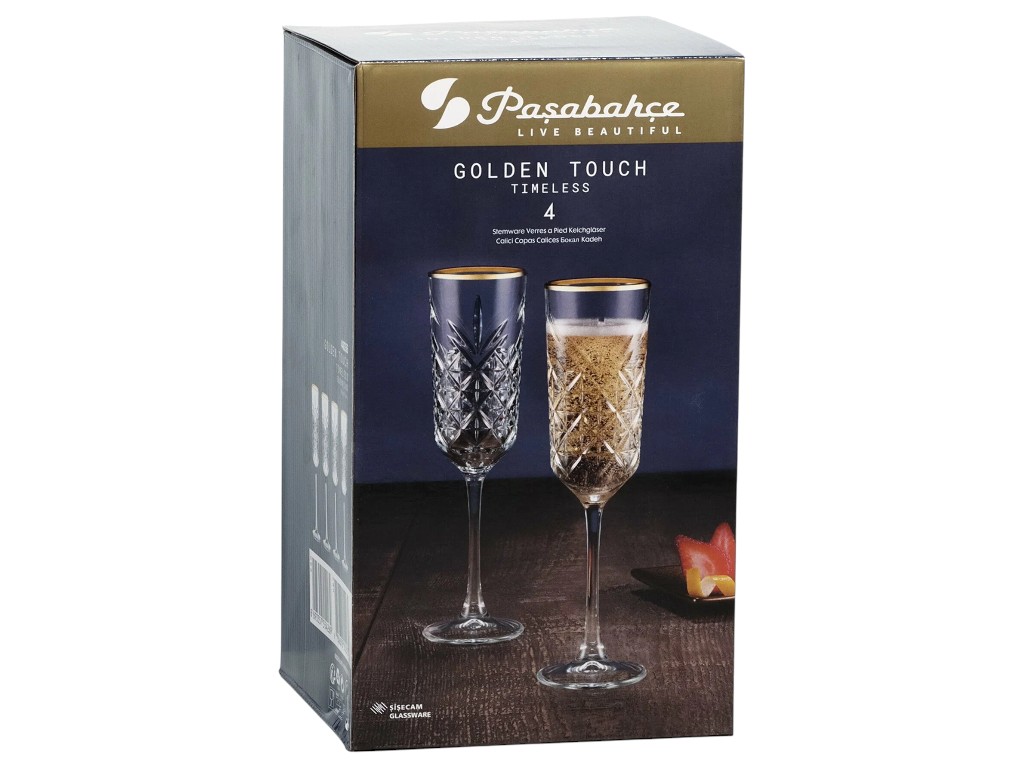 Набір келихів Pasabahce Timeless Golden Touch, скло, 175 мл, колір прозорий (ціна за 4шт)