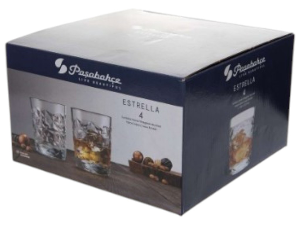 Набір склянок для віскі Pasabahce Estrella, скло, 360мл, колір прозорий (ціна за 4шт)