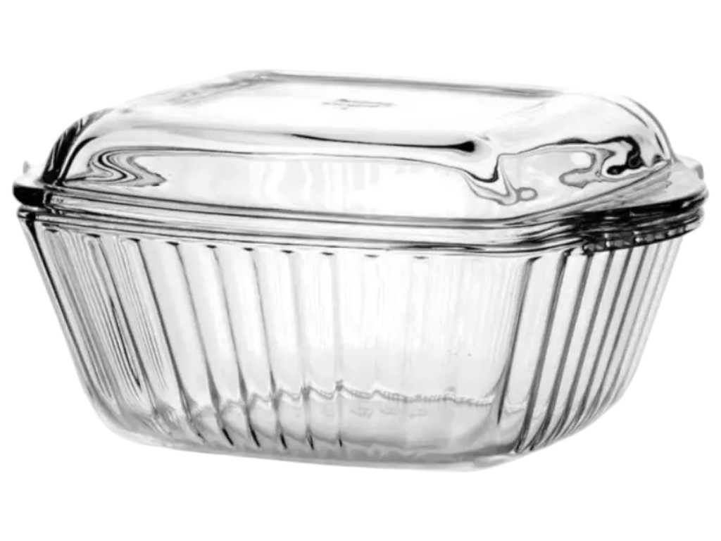 Кастрюля Pasabahce borcam, для запекания, квадратная форма, с крышкой, 2000 мл, 23х19 см