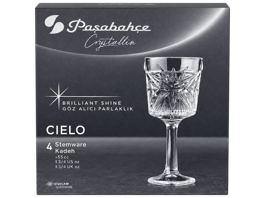 Набір чарок на ніжці Pasabahce Cielo Crystallin, скло, 50мл, 4шт, (ціна за набір)
