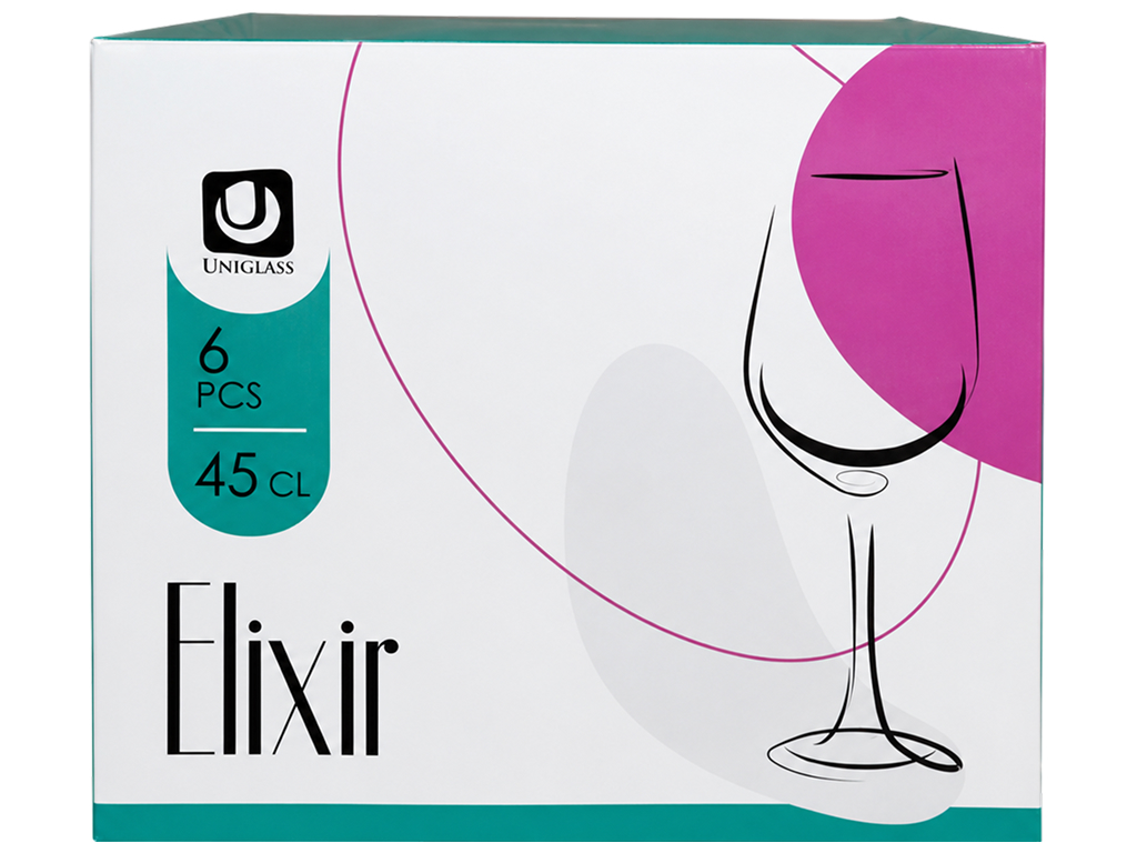 Набір келихів для вина UniGlass Elixir, скло, 450мл, 6шт, (ціна за набір)
