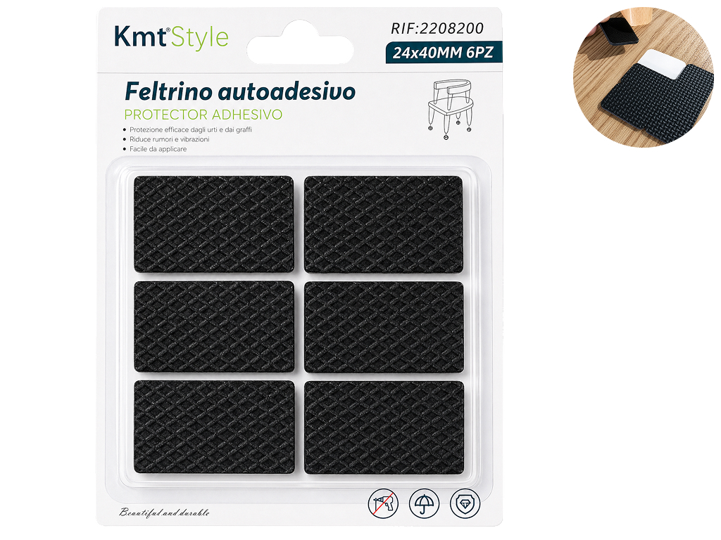 Накладка защитная для мебели KmtStyle, EVA, 4×2,4см, 6шт, цвет черный