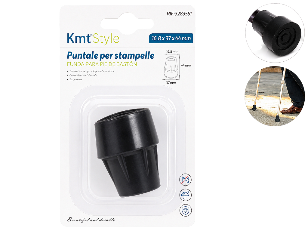 Наконечники для трости KmtStyle, резина, 44мм, 2шт, цвет черный