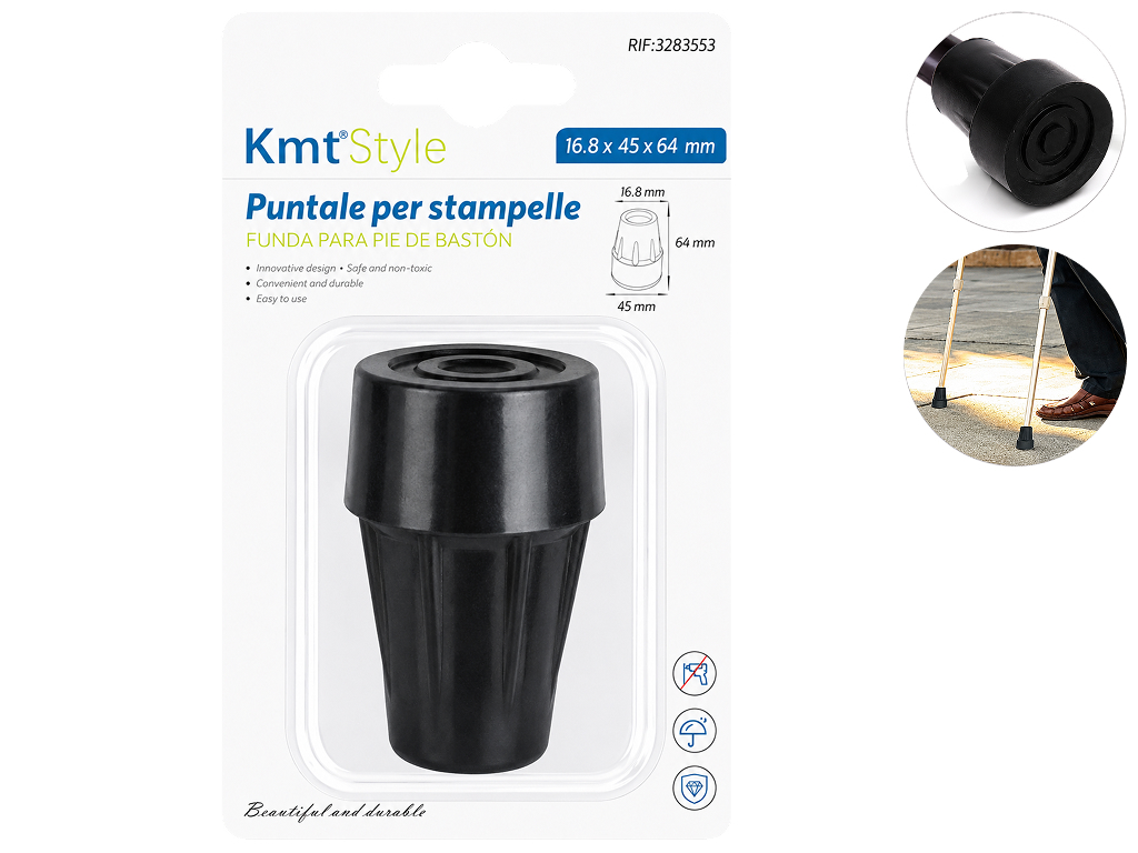 Наконечники для трости KmtStyle, резина, 64мм, 2шт, цвет черный