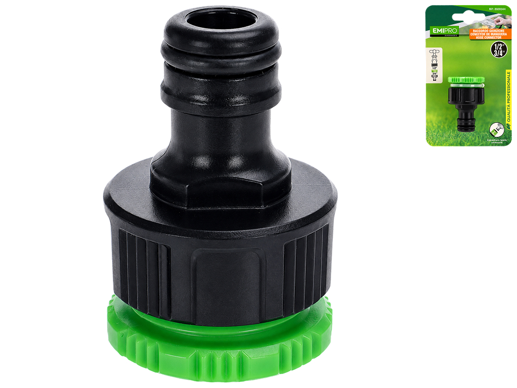 Адаптер Emipro пластиковий для підключення шланга, 1/2"-3/4"