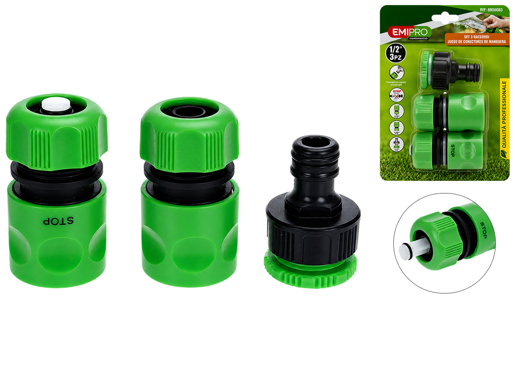 Набор коннекторов для шланга Emipro, 1/2", 3 предмета