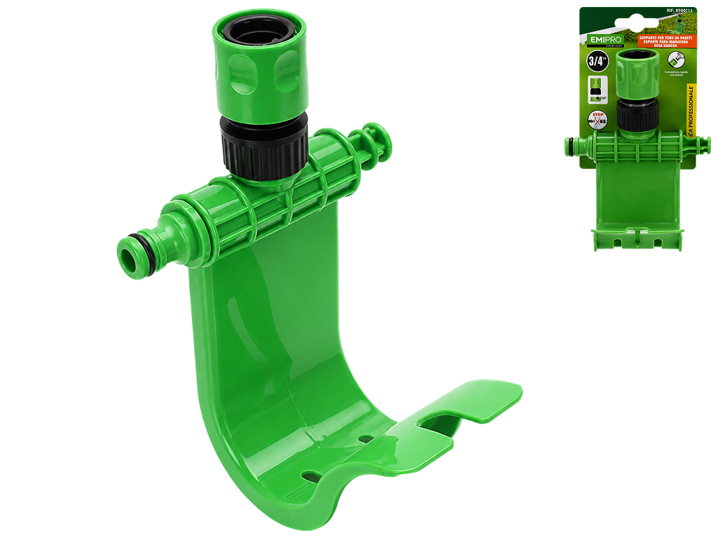 Тримач для садового шланга Emipro настінний з конектором 3/4"