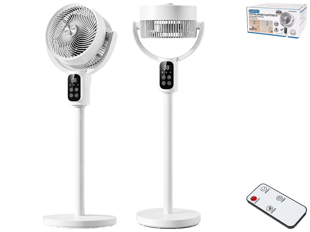 Вентилятор напольный EmiPro, с пультом, 95×23,5см, 45W, цвет белый