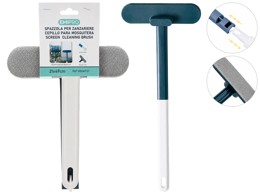 Щетка для мытья окон Emipro с телескопической ручкой, 49×21 см