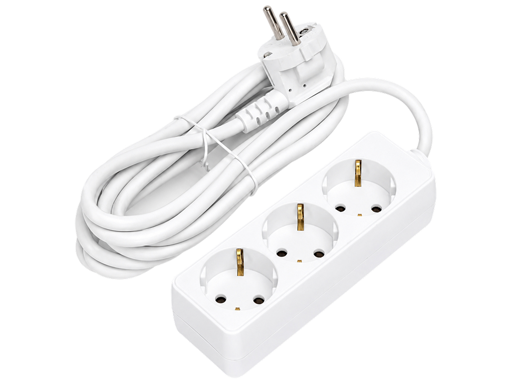 Удлинитель, 3 розетки, 3м, 3G1,5мм², цвет белый