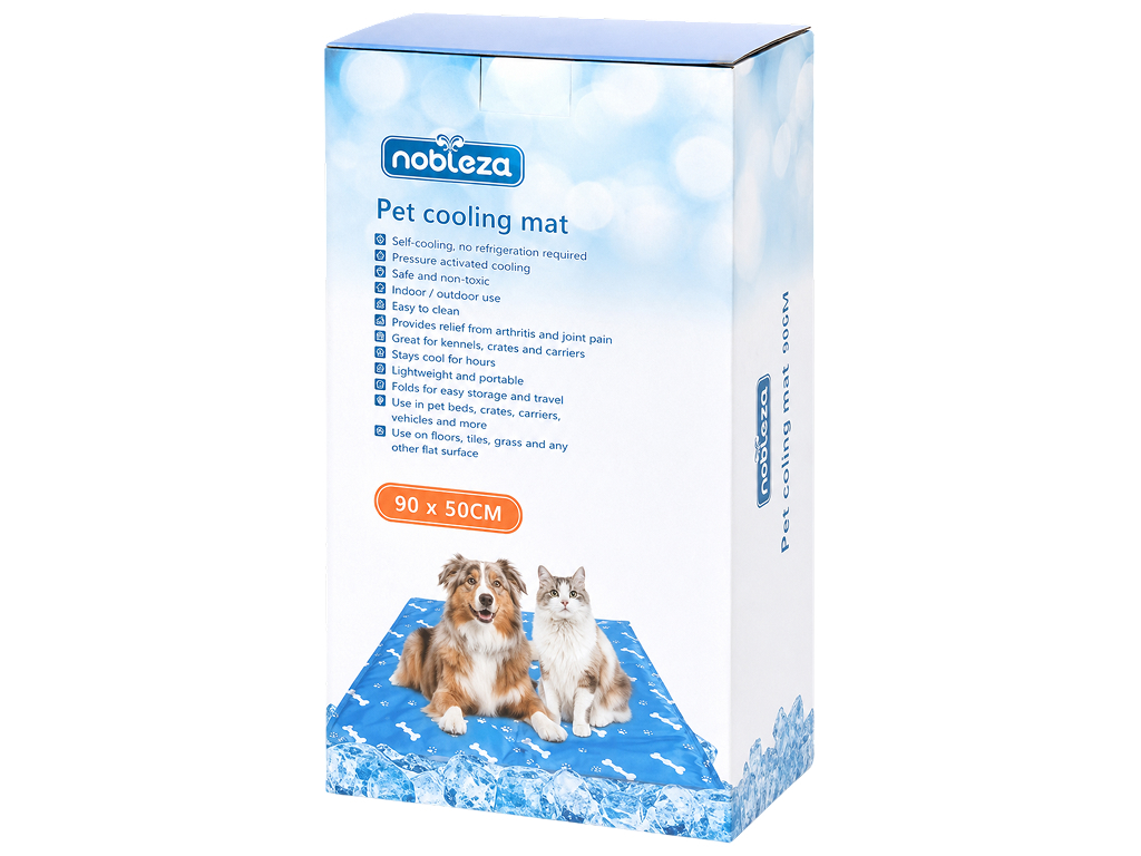 Килимок для собак Nobleza з принтом, 90×50см, розмір L, блакитний