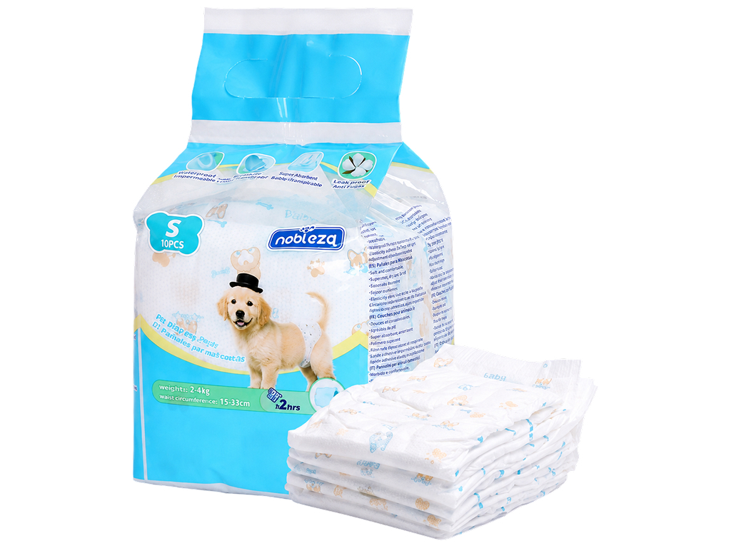 Підгузки для собак Nobleza, для псів, розмір S, 45×20см, 2-4 кг, 10шт, (ціна за упаковку)