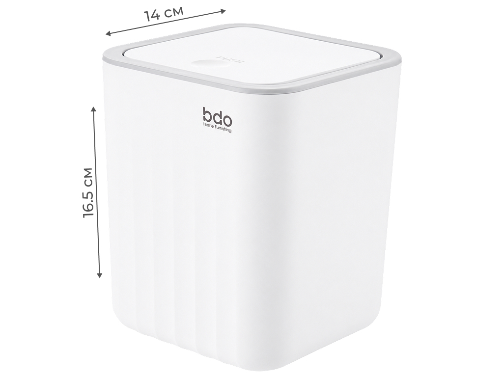 Контейнер для мусора BDO, пластиковый, 14×14×16,5 см, белый