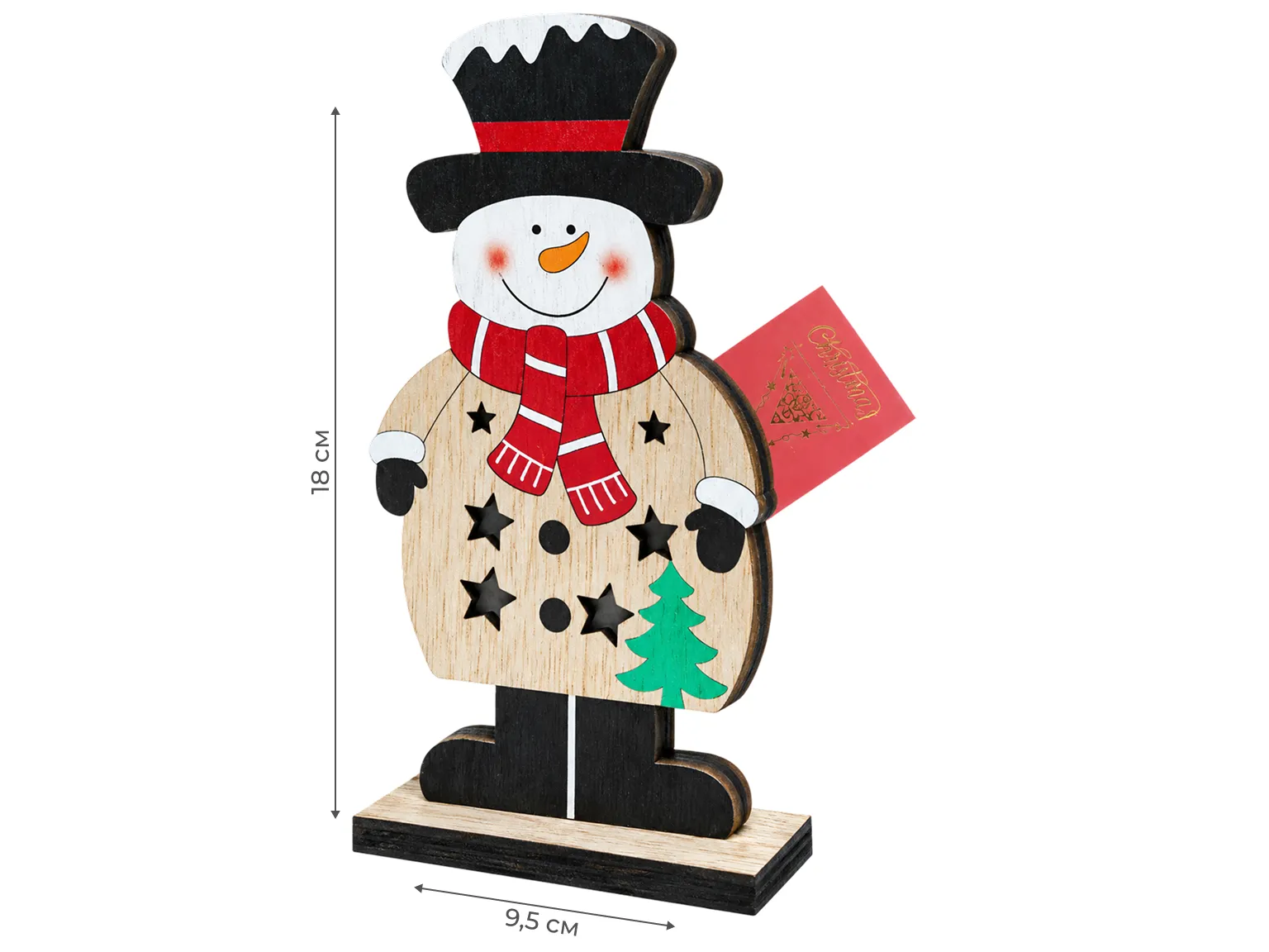 Рождественская деревянная фигура с подсветкой, 18×9,5×3,5см, 3 дизайна (цена за 1шт)