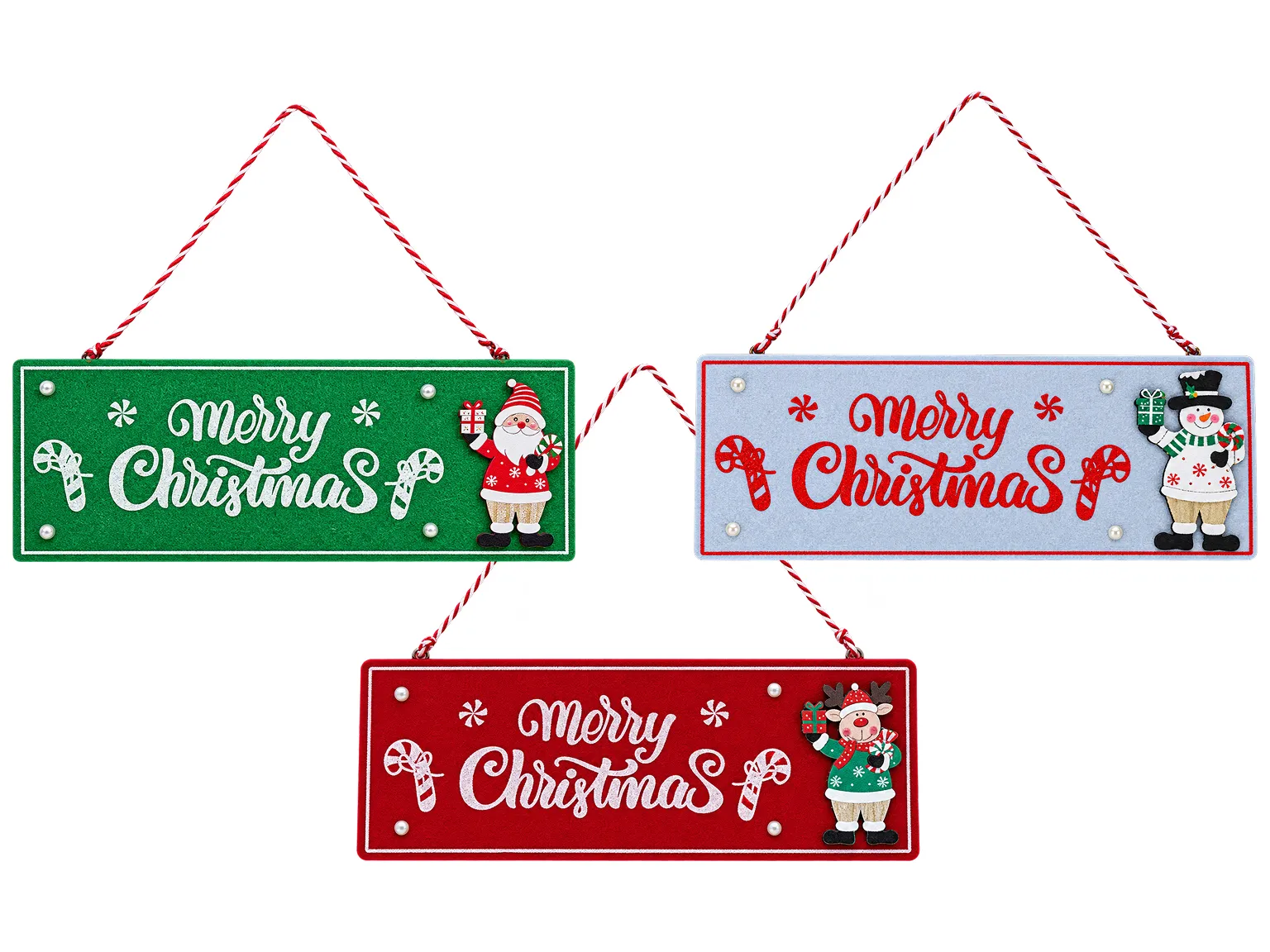 Новорічна табличка підвісна Merry Christmas з дерева, 3 кольори, 30×11,5 см (ціна за 1 шт)