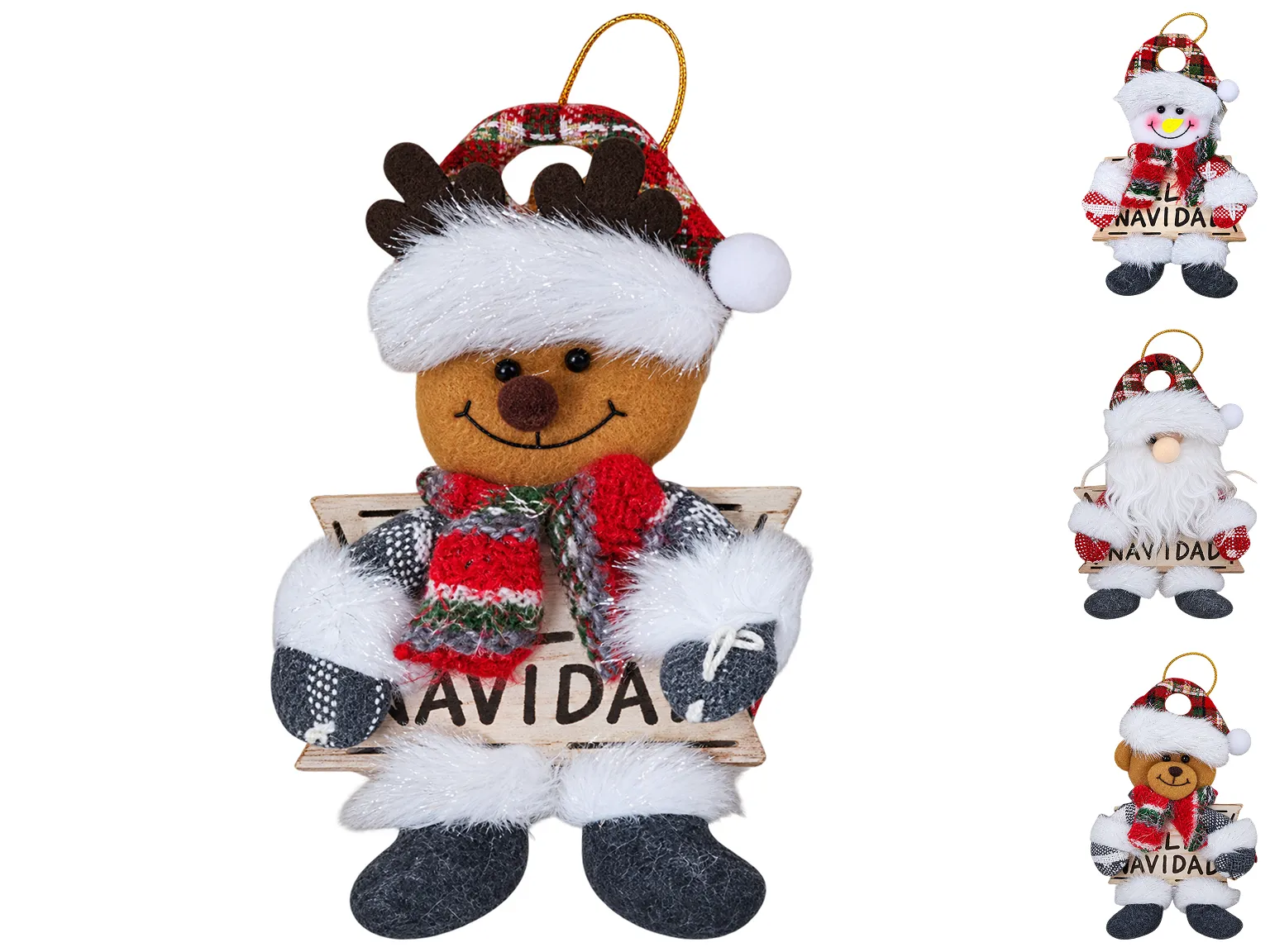 Новорічна підвіска текстильна з написом Navidad, 4 види, 10×20 см (ціна за 1 шт)