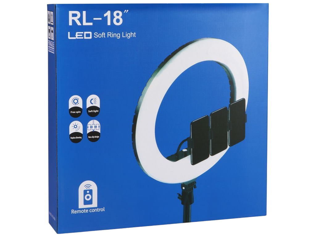 Лампа кольцевая Smart Case Fill Light RL-18 Original, с держателями, 450×490×545мм, цвет черный