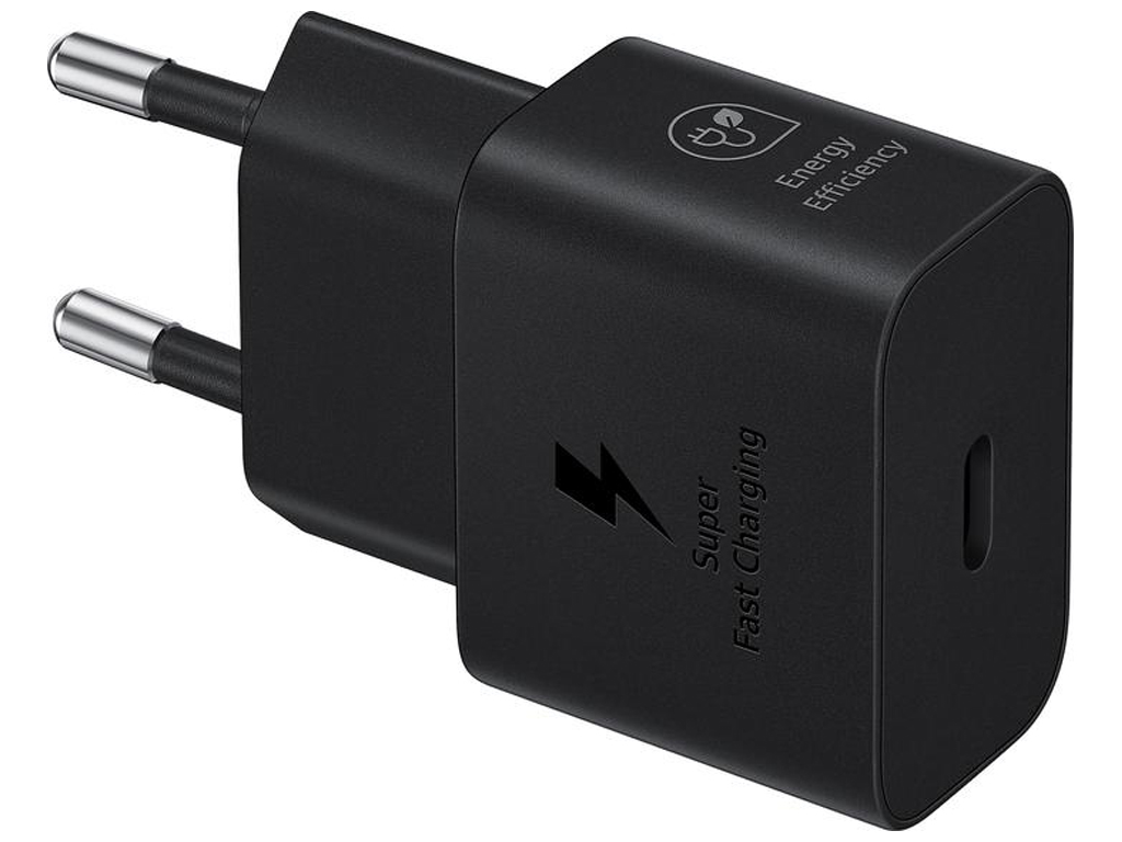 Сетевое зарядное устройство Samsung 25w type-c 1:1, быстрая зарядка, цвет чёрный