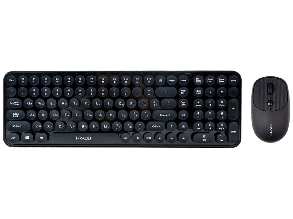 Бездротова клавіатура і миша TWolf TF350 Black, Колір Чорний